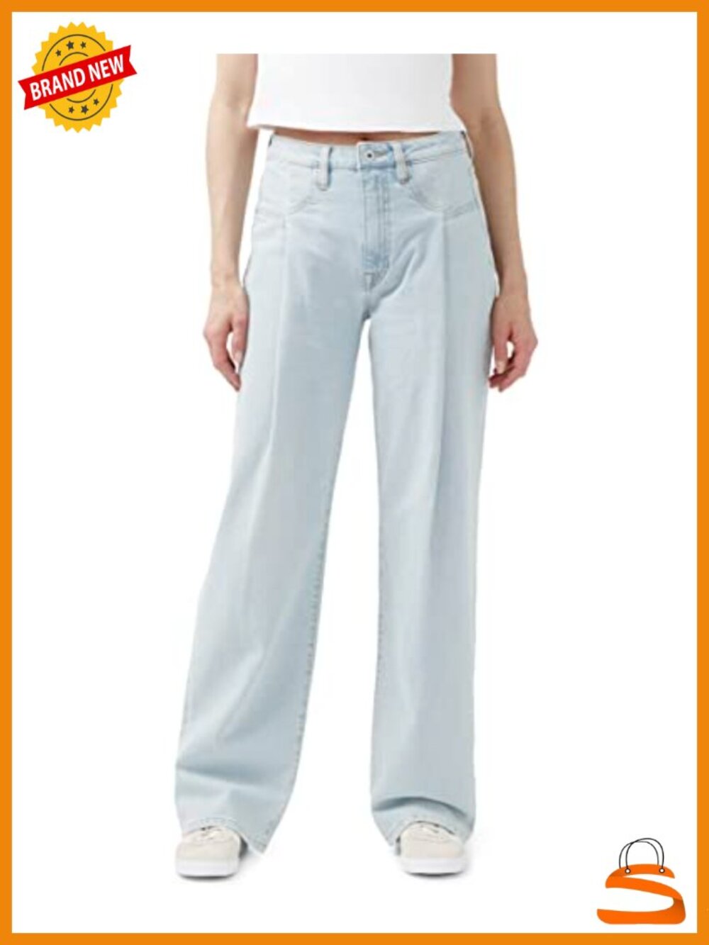 Super High Rise Loose Straight Jeans with Pleats